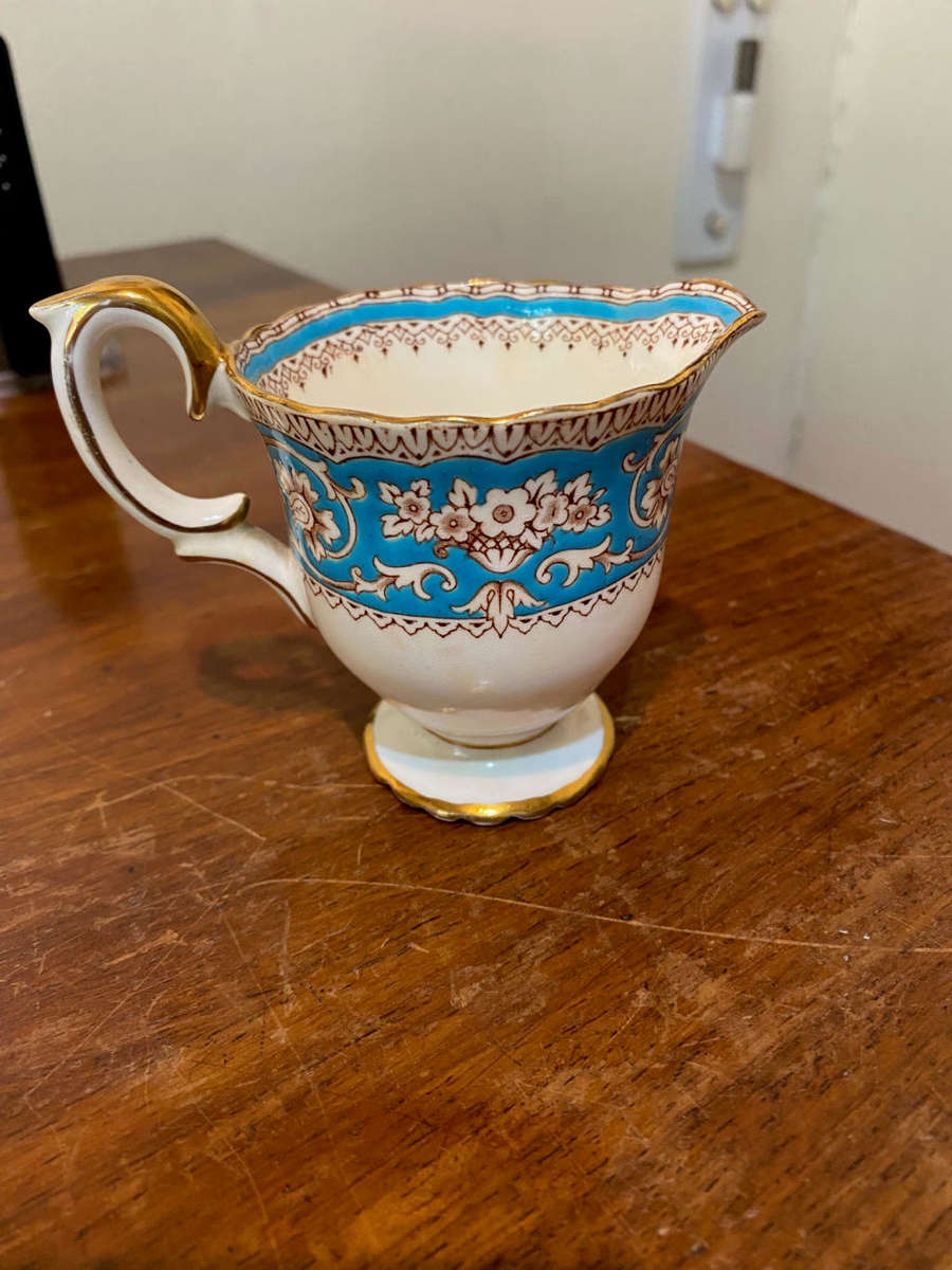 English Porcelain Crown Staffordshire Pitcher, Milk Jug, Ellesmere